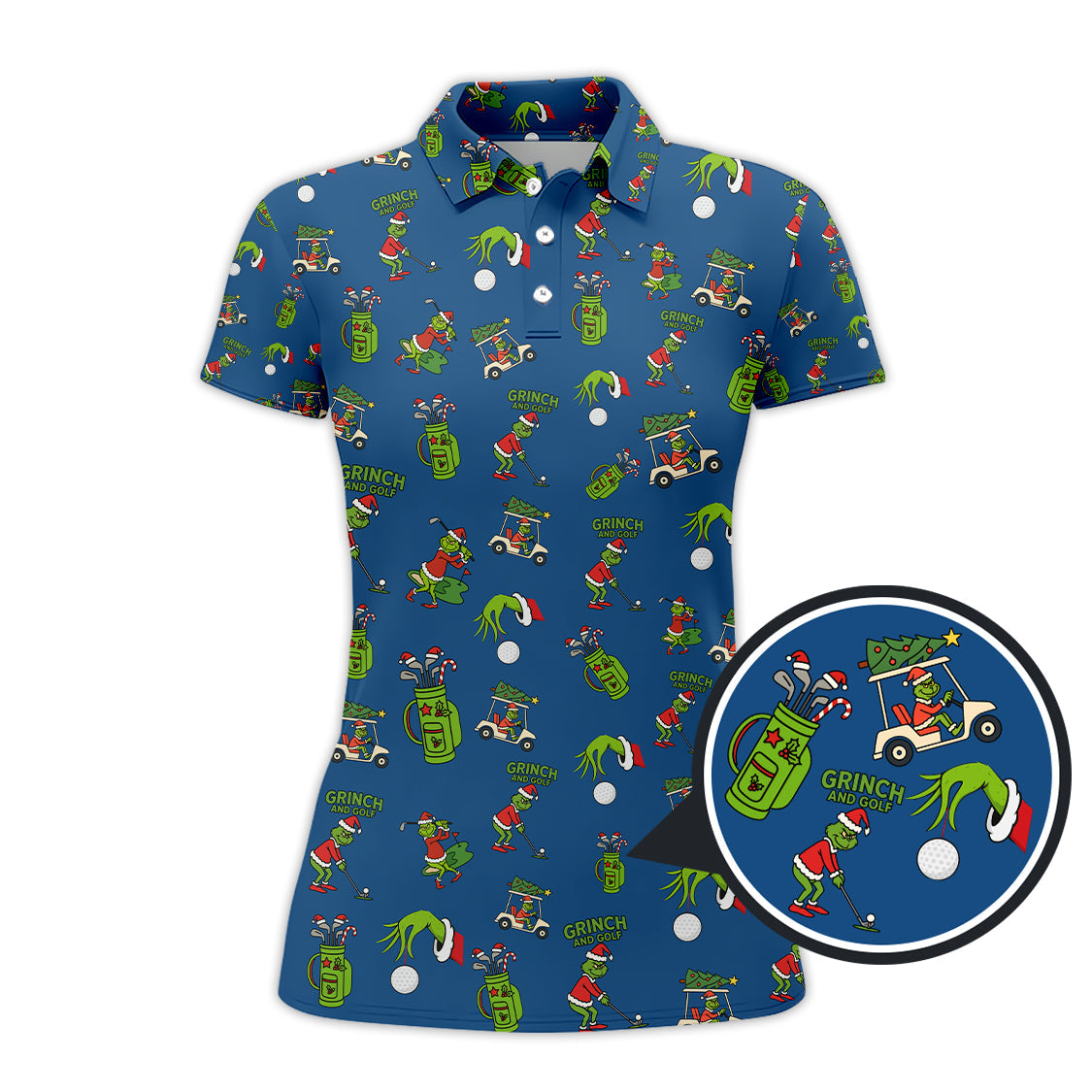 Funny Grinch Golf Shirt For Christmas Golf Lovers, Pattern Golf Shirt For Men, Crazy Golf Shirt For Golfer
