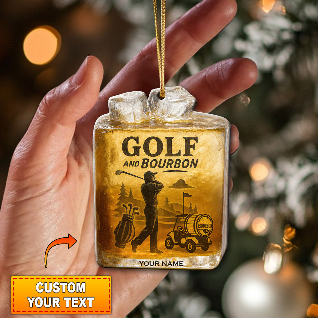 Golf And Bourbon Ornament, Golf Ornament Christmas Gift, Golf Decor For Golfer