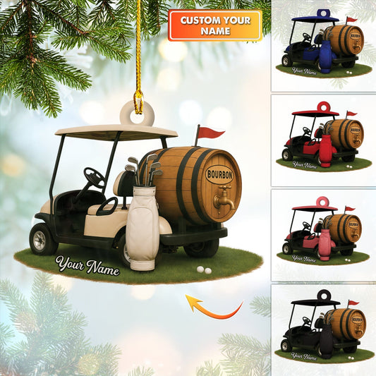 Custom Golf And Bourbon Ornament, Bourbon Christmas Ornament, Golf Ornament For Golfer, Golf Decor For Christmas