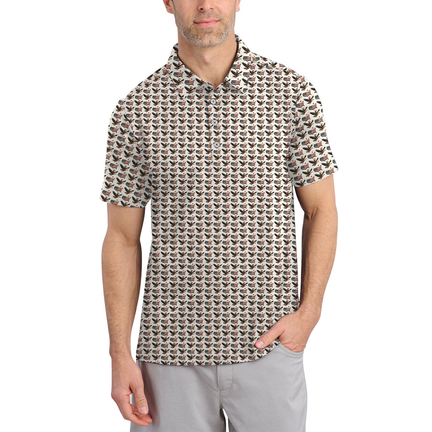 American golf shirt, USA Golf Shirts For Golfer, Pattern Golf Shirt, Men Golf Gift