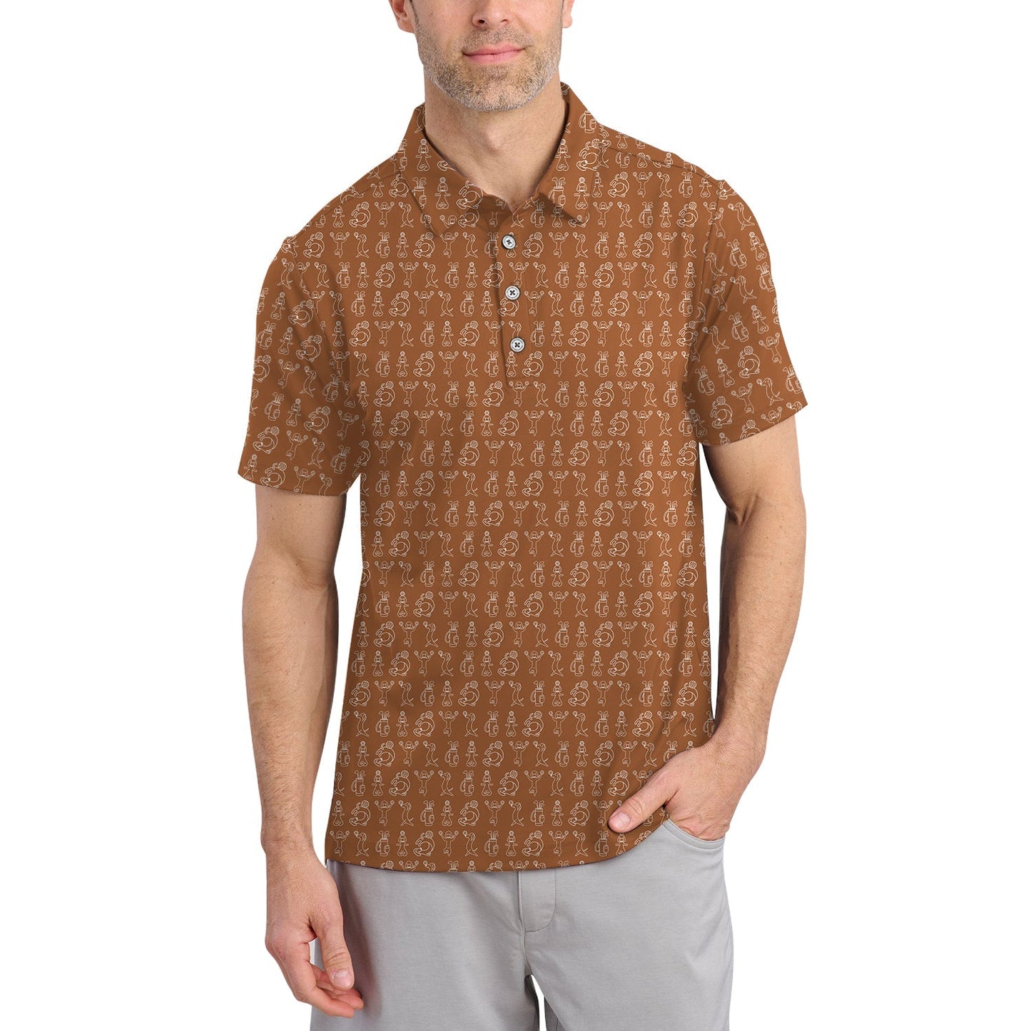 Pattern Golf Shirt, Dachshund Pattern Golf Shirt, Funny Dog Golf Polos For Pet Lovers