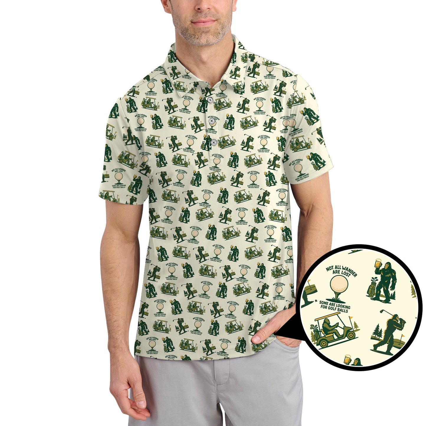 Bigfoot Golf Shirt For Men, Funny Golf Shirts, Pattern Golf Gift For Golfers