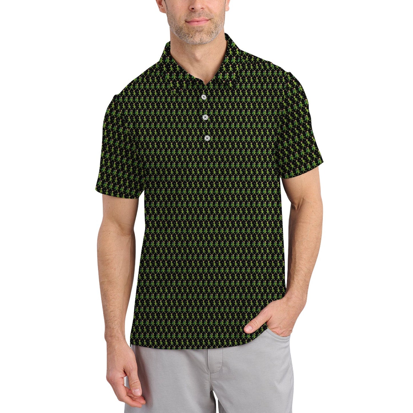 Grinch Golf Shirt For Men, Funny Pattern Golf Shirt, Crazy Golf Shirt For Golfer