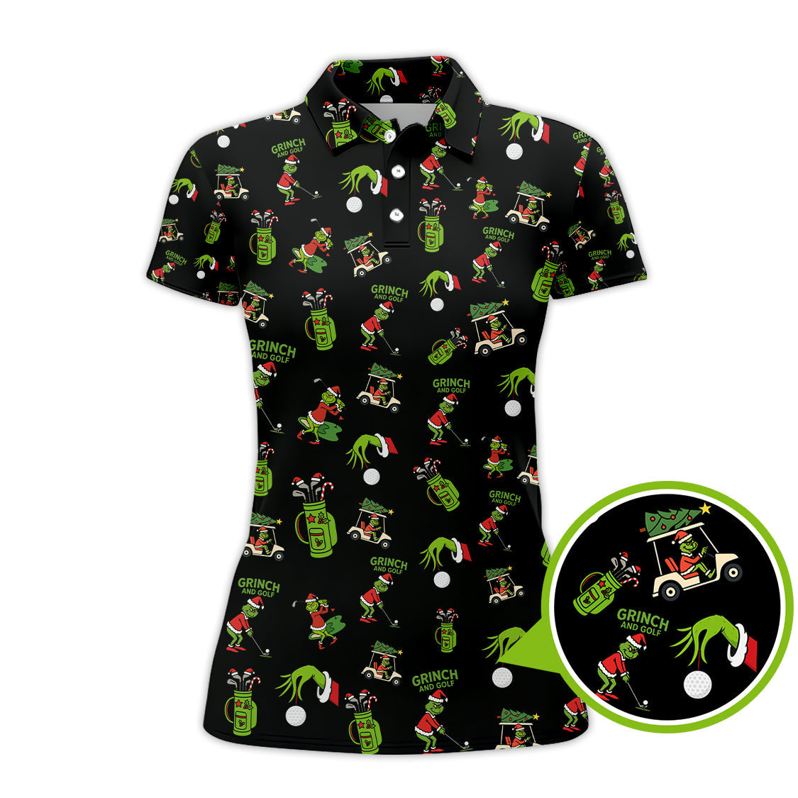 Funny Grinch Golf Shirt For Christmas Golf Lovers, Pattern Golf Shirt For Men, Crazy Golf Shirt For Golfer