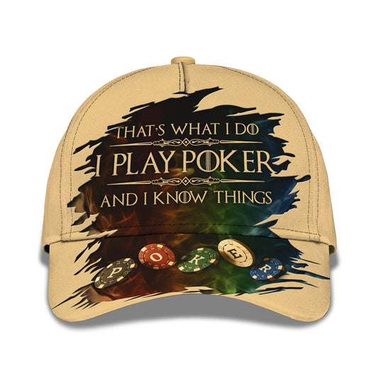 "That's What I Do I Play Poker" Hat, Funny Poker Classic Cap For Card Players & Gamblers