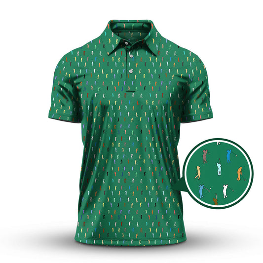 Golf Postures Pattern Golf Polos, Funny Golf Shirt ForMen’s, Crazy Golf Shirts For Golfers