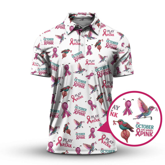 Breast Cancer Golf Shirt, Pattern Golf Shirt, In October We Wear Pink Polos, Crazy Golf Shirt For Golfer
