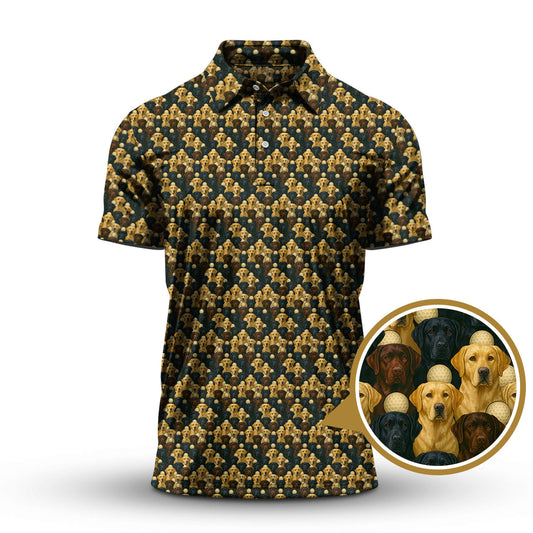 Labrador Golf Shirt For Men, Pattern Dog Golf Shirt For Golfer, Crazy Golf Shirt