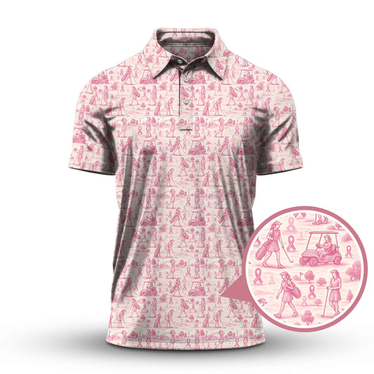 Breast Cancer Golf Shirt, Ladies Golf Shirts For Golfer, Pink Pattern Golf Shirt