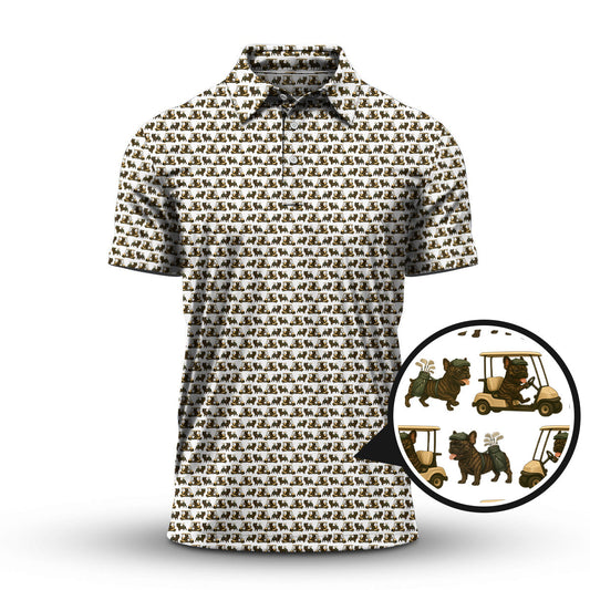 French Bulldog Golf Shirt, Pattern Golf Shirt For Men, Dog Golf Shirt For Golfer, Crazy Golf Shirt