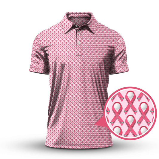 Breast Cancer Golf Shirt, Pink Pattern Golf Shirt, Golf Gift For Golfers