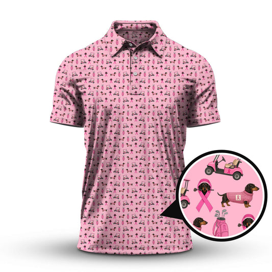 Breast Cancer Golf Shirt, Dachshund Golf Shirt, Pattern Golf Shirt For Golfer