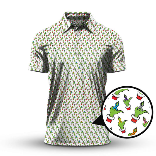 Cancer Survivor Shirt, Cancer Awareness Shirt, Funny Pattern Golf Shirt, Grinch Golf Shirt For Men