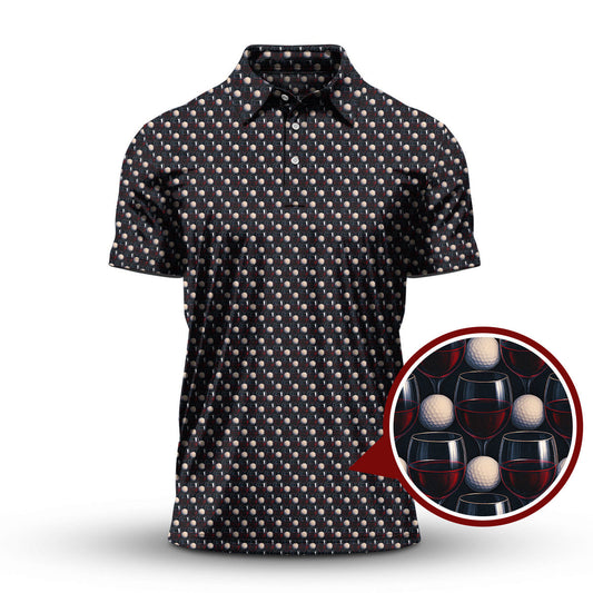 Golf Wine Polos For Golfers, Pattern Golf Shirt, Crazy Golf Shirt For Men