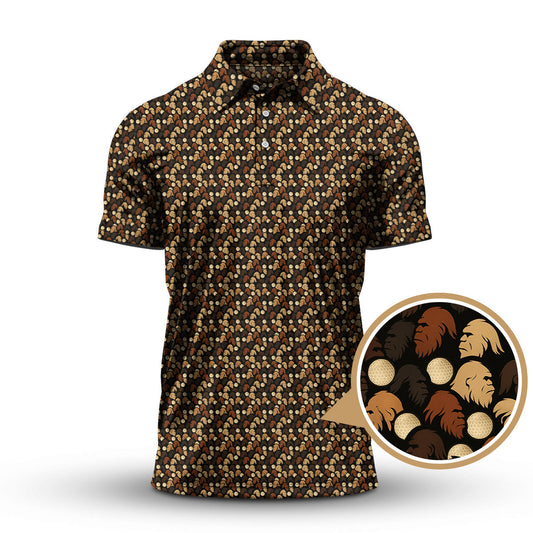 Sasquatch Pattern Golf Shirt, Bigfoot Golf Shirt For Golfer, Crazy Golf Shirt For Men