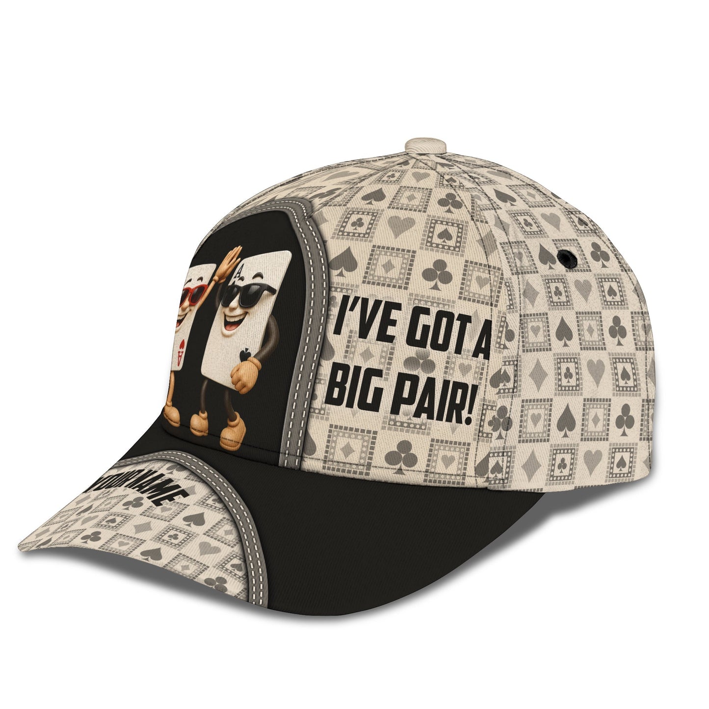 Funny Poker Hat, “I’ve Got A Big Pair” Custom Name Classic Cap, Best Poker Gifts for Him